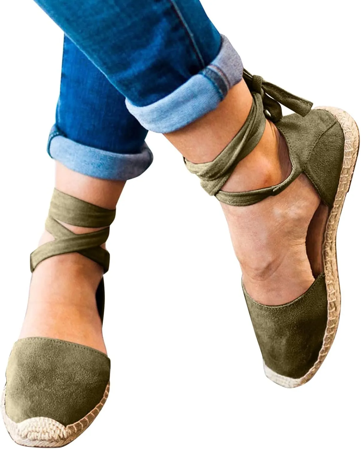 Dressy Sandals for Women Flat Vintage Espadrille Solid Straw Falt Cover Heel Linen Closed toe Covered toe