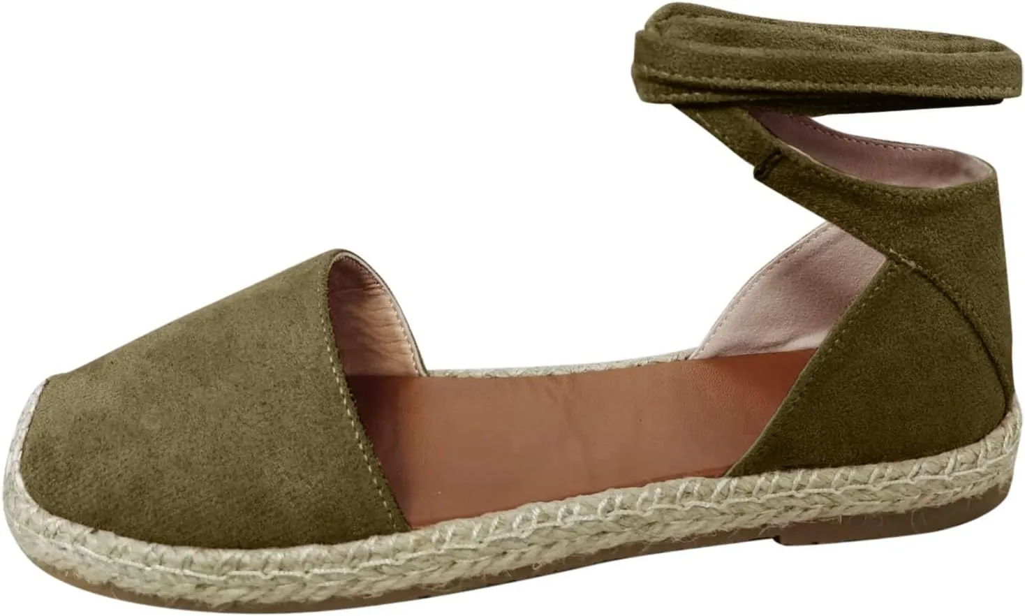 Dressy Sandals for Women Flat Vintage Espadrille Solid Straw Falt Cover Heel Linen Closed toe Covered toe