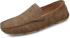 Driving Moccasins Smoking Loafer for Men Genuine Leather Round Toe Stitching Details Litchi Grain Comfortable Flexible Soft Driving Slip On for Any Attire