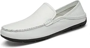 Easy to Put and Remove. Smoking Loafer Shoes for Men Stitching Details Genuine Leather Breathable Embossed Option Flat Heel Soft Resistant Comfortable Driving Slip On for All Occasions