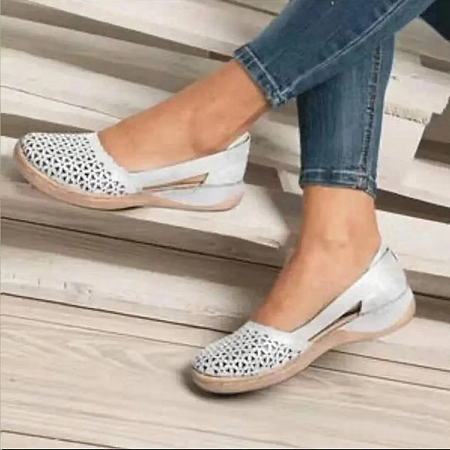 Eduavar Orthopedic Sandals for Women, Womens Sandals Comfortable Closed Toe Casual Hollow Out Shoes Orthotic Wedge Sandals