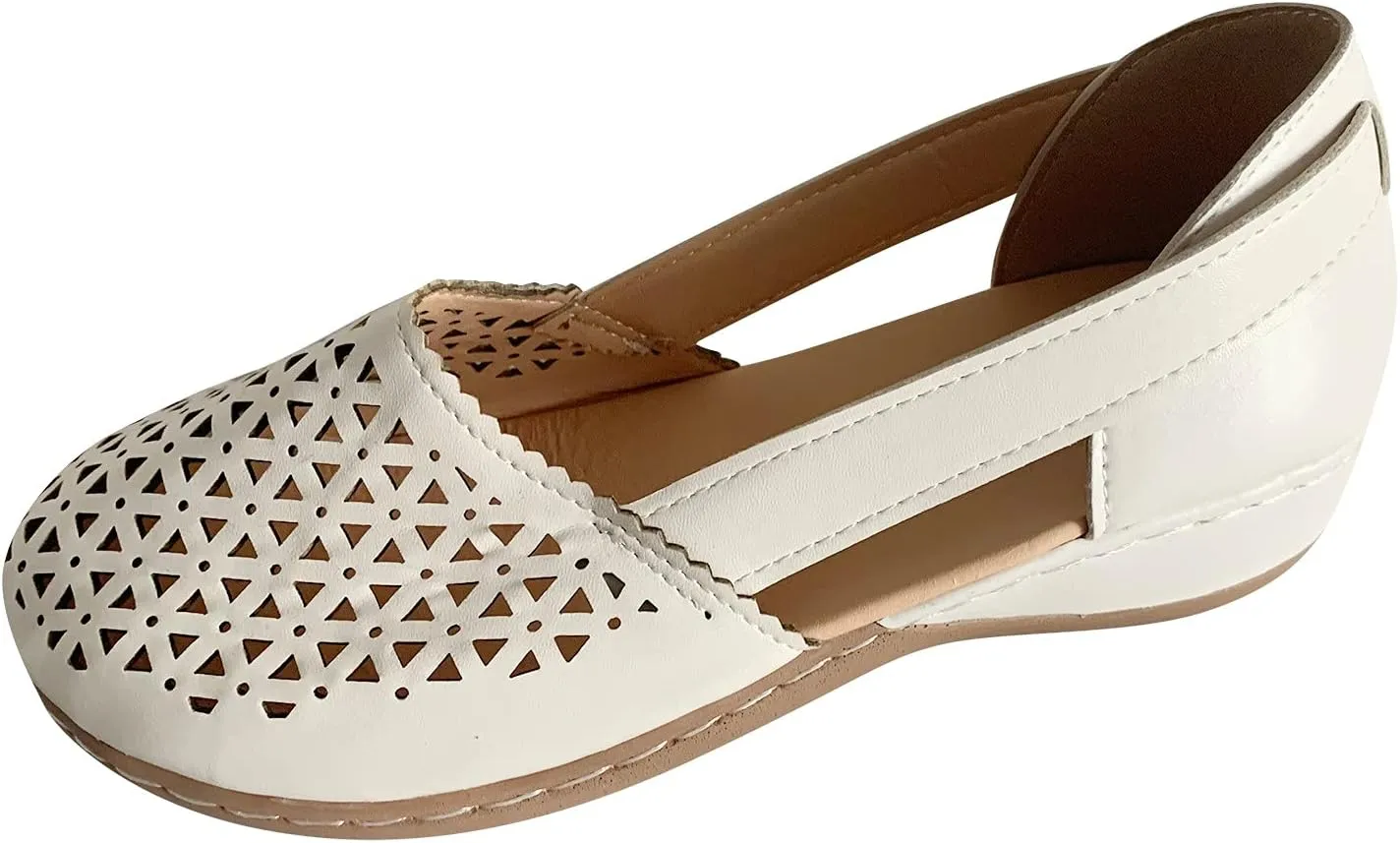 Eduavar Orthopedic Sandals for Women, Womens Sandals Comfortable Closed Toe Casual Hollow Out Shoes Orthotic Wedge Sandals