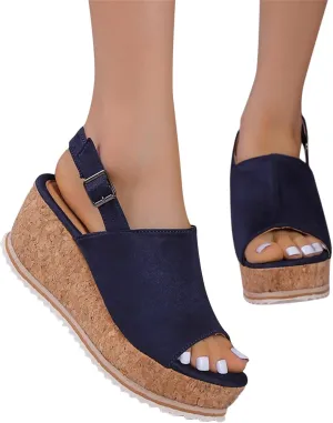 Eduavar Sandals for Women Dressy Summer, Sandals for Women Dressy Leopard Platform Sandals Peep Toe Anti-Slip Sandals