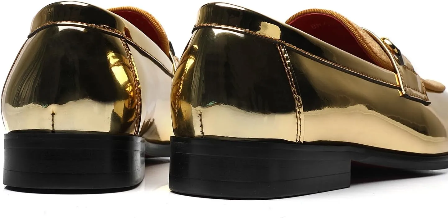 ELANROMAN Mens Dress Loafers Classic Patent Velvet Penny Tuxedo Shoes