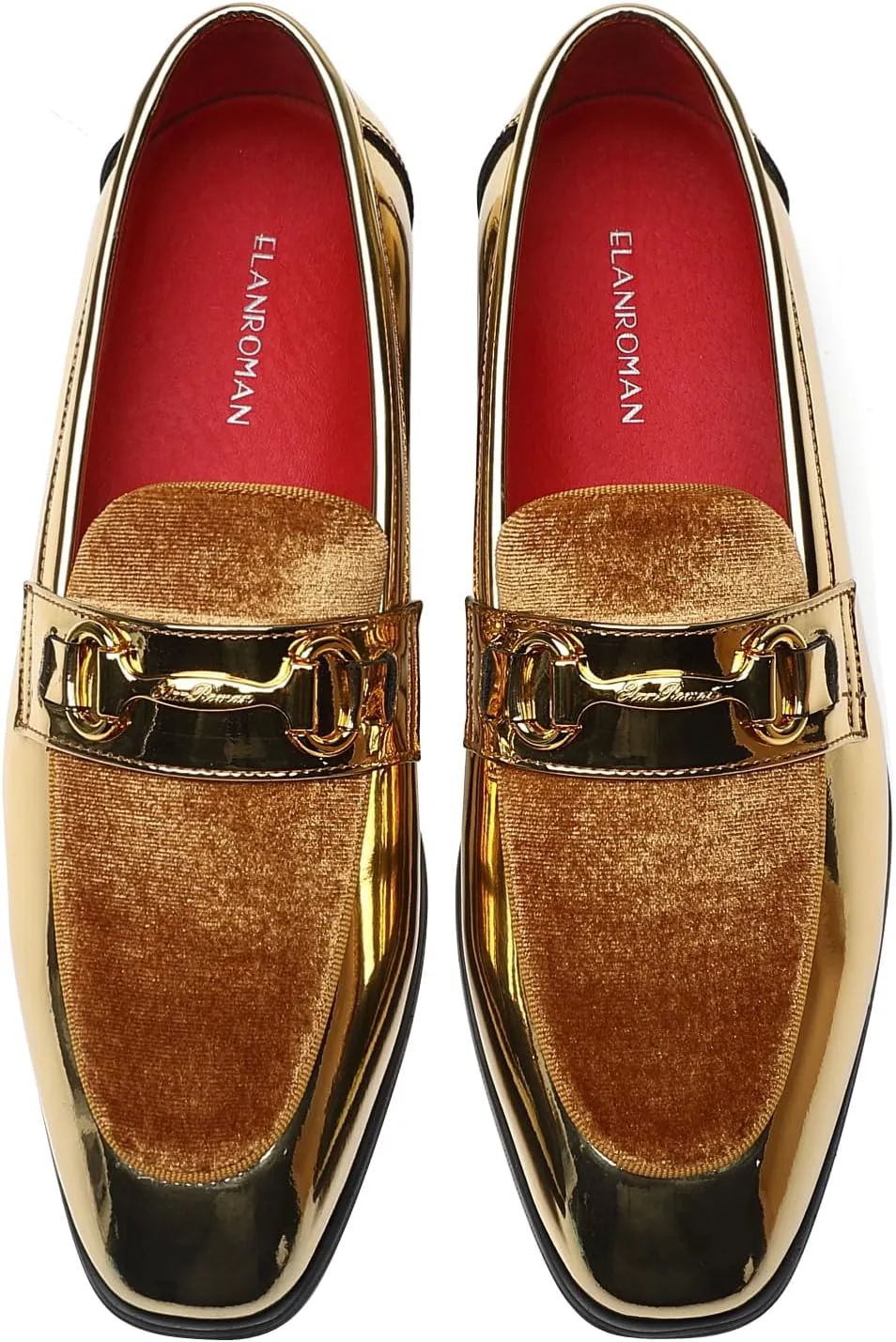 ELANROMAN Mens Dress Loafers Classic Patent Velvet Penny Tuxedo Shoes