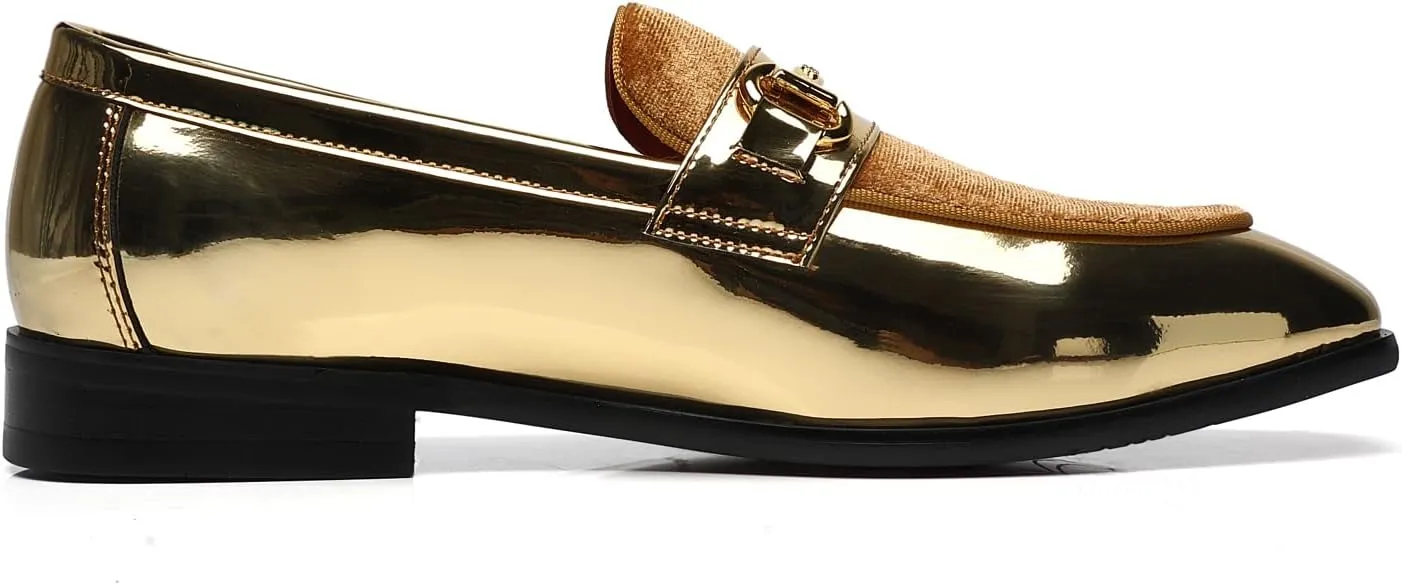 ELANROMAN Mens Dress Loafers Classic Patent Velvet Penny Tuxedo Shoes