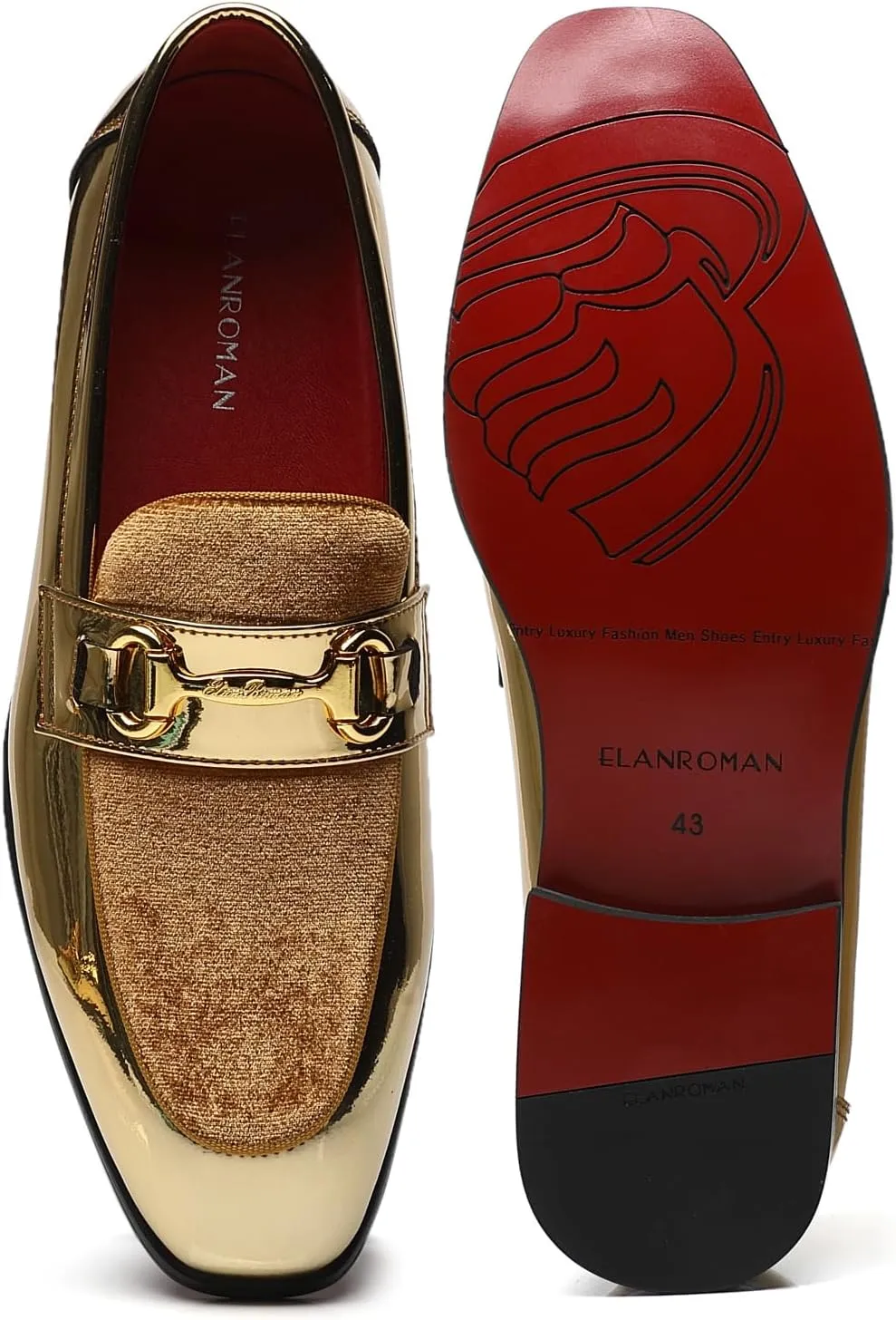 ELANROMAN Mens Dress Loafers Classic Patent Velvet Penny Tuxedo Shoes