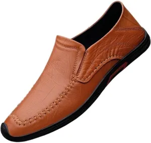 Fashion Men's Loafers Pu Leather Prom Moccasins Shoe Solid Color Round Toe Slip-on
