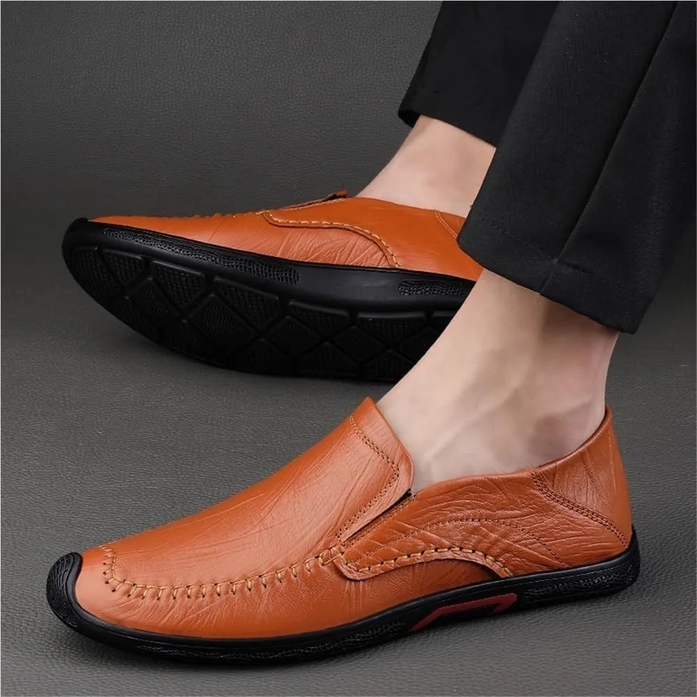 Fashion Men's Loafers Pu Leather Prom Moccasins Shoe Solid Color Round Toe Slip-on