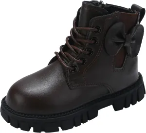 Fashion Non Slip Ankle Boots Lace up Lug Sole Side Zipper Outdoor Booties Kids Cowboy Boots Toddler Boots