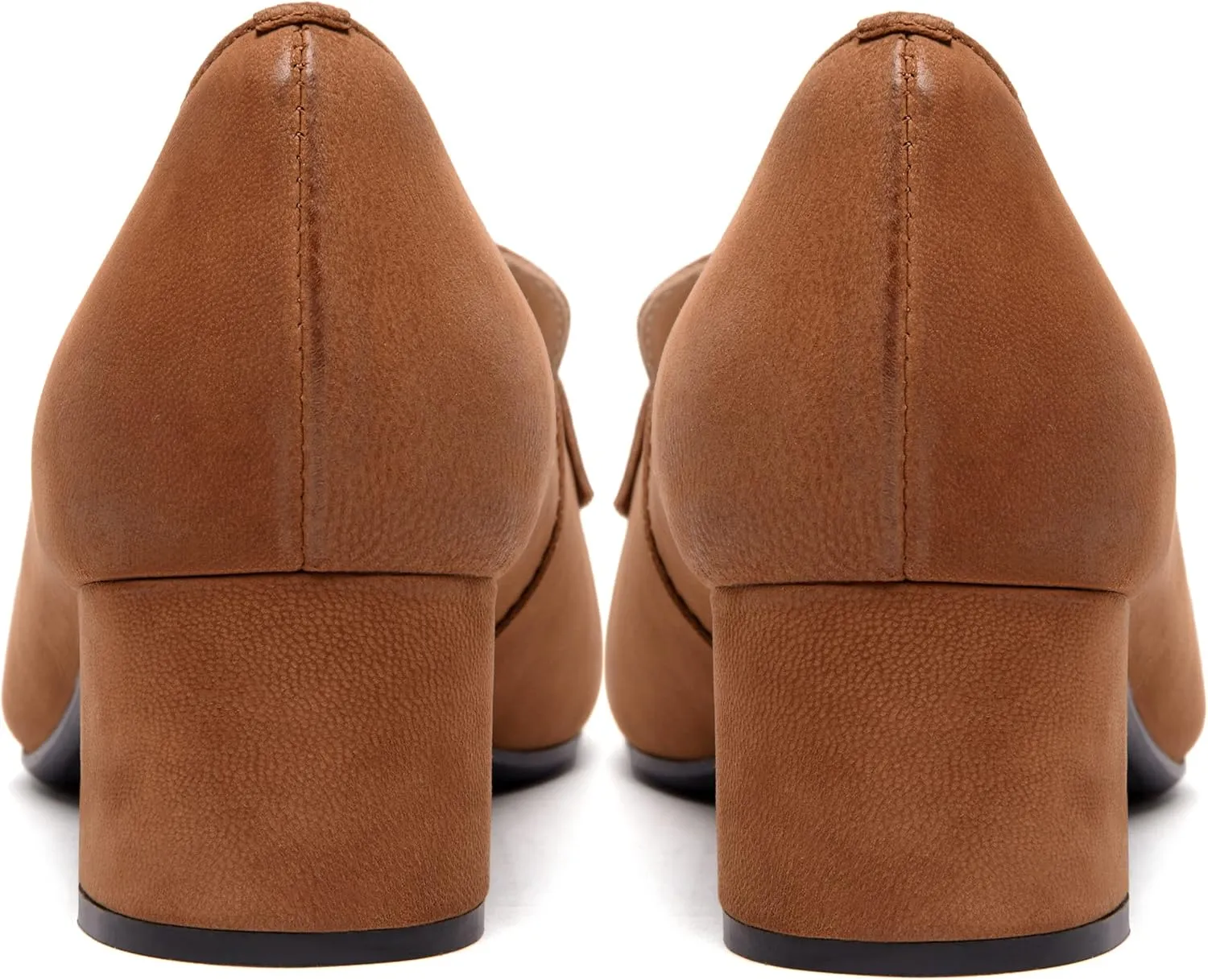 FEMSTEP Womens Pointed Toe Slip On Business Matte Leather Formal Chunky Low Heel Loafers Shoes 1.5 Inch