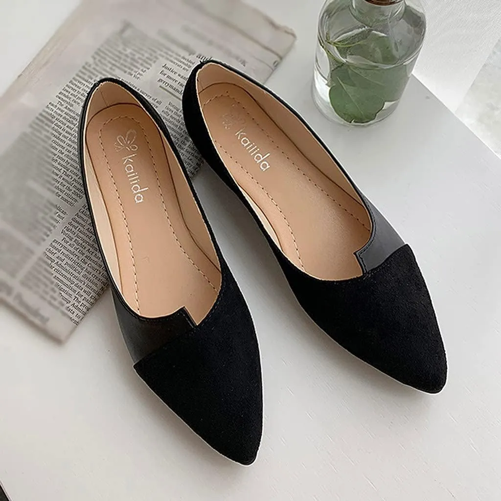 Flat Sandals Pointed toe Casual Pumps Cover Heel Color Block Closed toe Falt Womens Sandals Dressy Flat Sandals