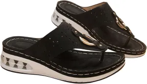 Flip Flops with Arch Support for Women Breathable Slip On Open Toe Orthopedic Wedge Sandals Comfort Platform Sandals