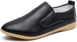 FolHaoth Womens Leather Loafers Comfortable Slip On Casual Flats Moccasins Nurse Breathable Wild Walking Driving Fashion Soft Shoes