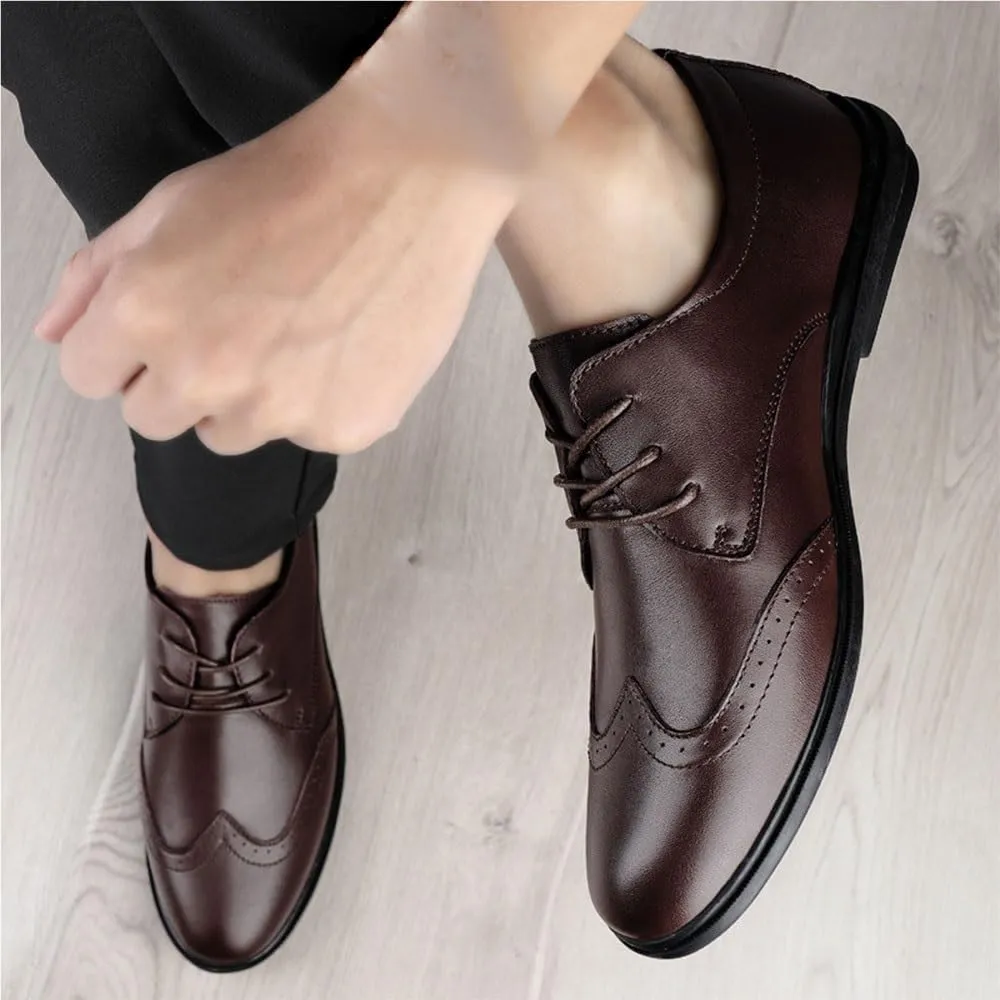 Formal Shoes Dress Oxford for Men Lace Up Pointed Toe Breathable Prom Wedding Non Slip Low Top Anti-Slip Casual
