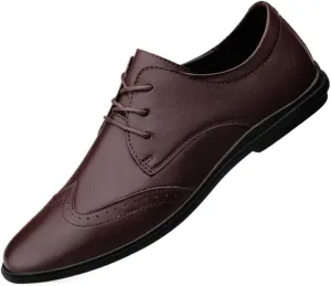 Formal Shoes Dress Oxford for Men Lace Up Pointed Toe Breathable Prom Wedding Non Slip Low Top Anti-Slip Casual