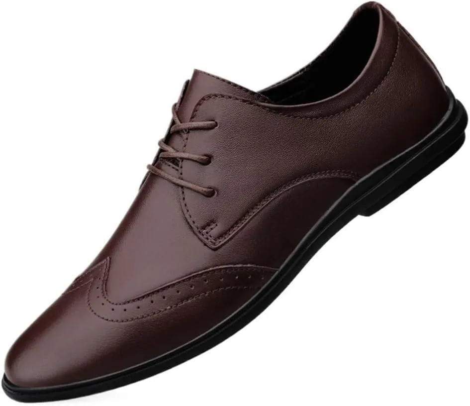 Formal Shoes Dress Oxford for Men Lace Up Pointed Toe Breathable Prom Wedding Non Slip Low Top Anti-Slip Casual