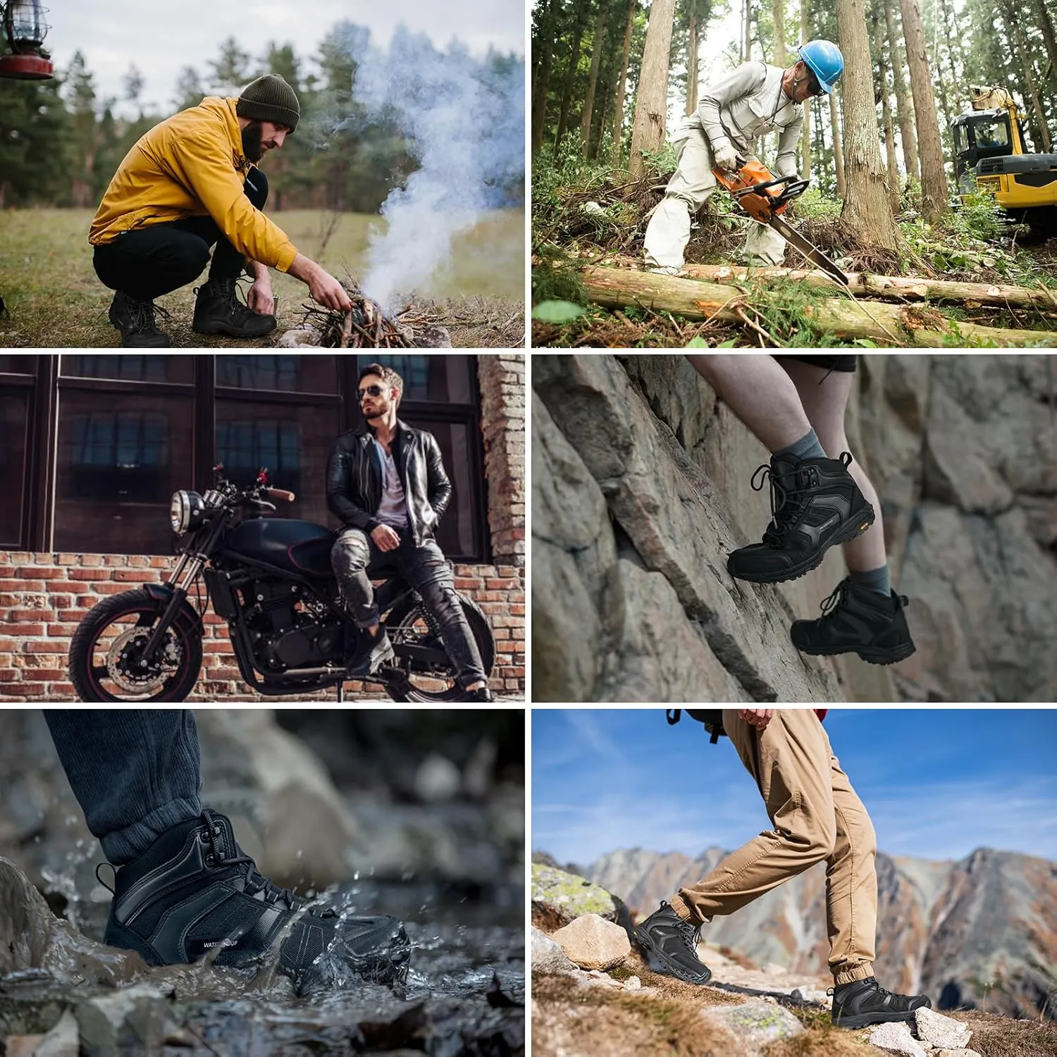 FREE SOLDIER Waterproof Hiking Boots for Men Black Boots Hiking Shoes for Men
