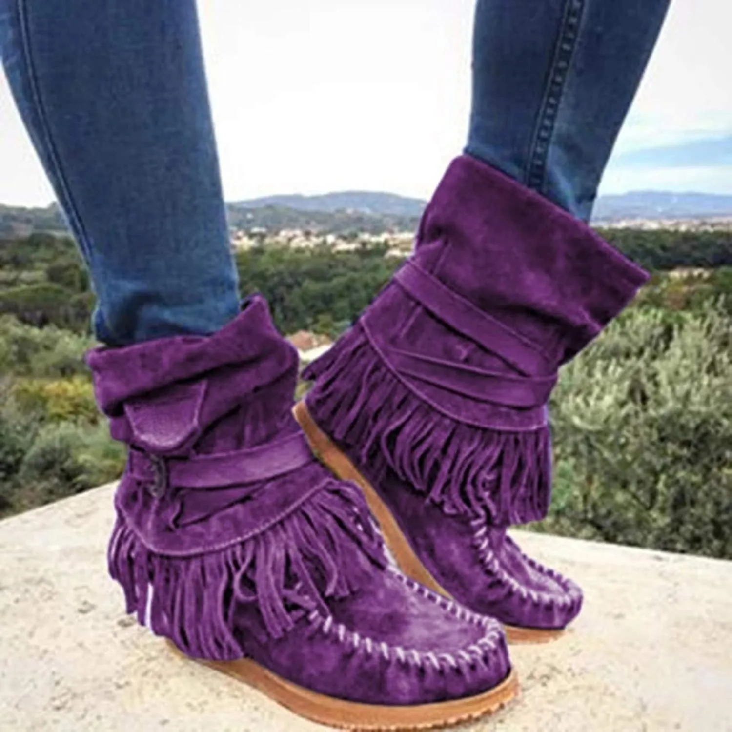 Gibobby Boots for Women Women High Heel Platform Boots Retro Ankle Boots Squared Toe Breathable Zip Up Boots 52
