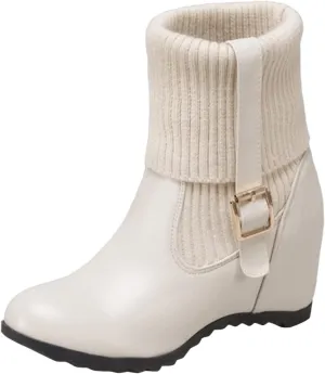 Gibobby Cowgirl Boots Women Wide Calf Cowgirl Fashion Slip On Western Leather Boots Square Toe Knee High Shoes 52