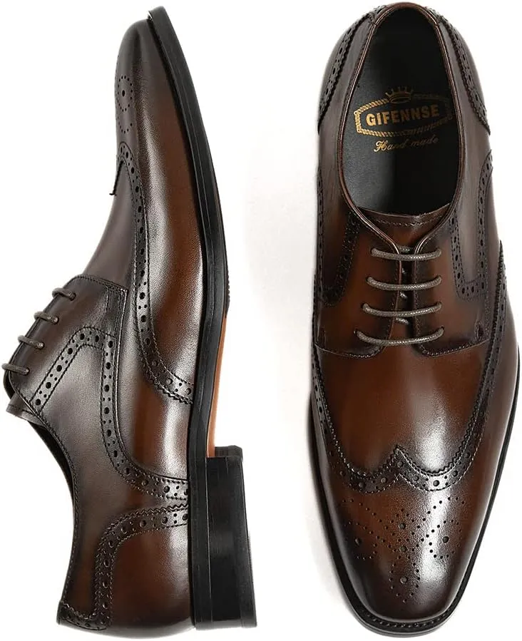 GIFENNSE Men's Oxford Shoes | Mens Dress Shoes | Mens Formal Shoes | Lace Up Dress Shoes
