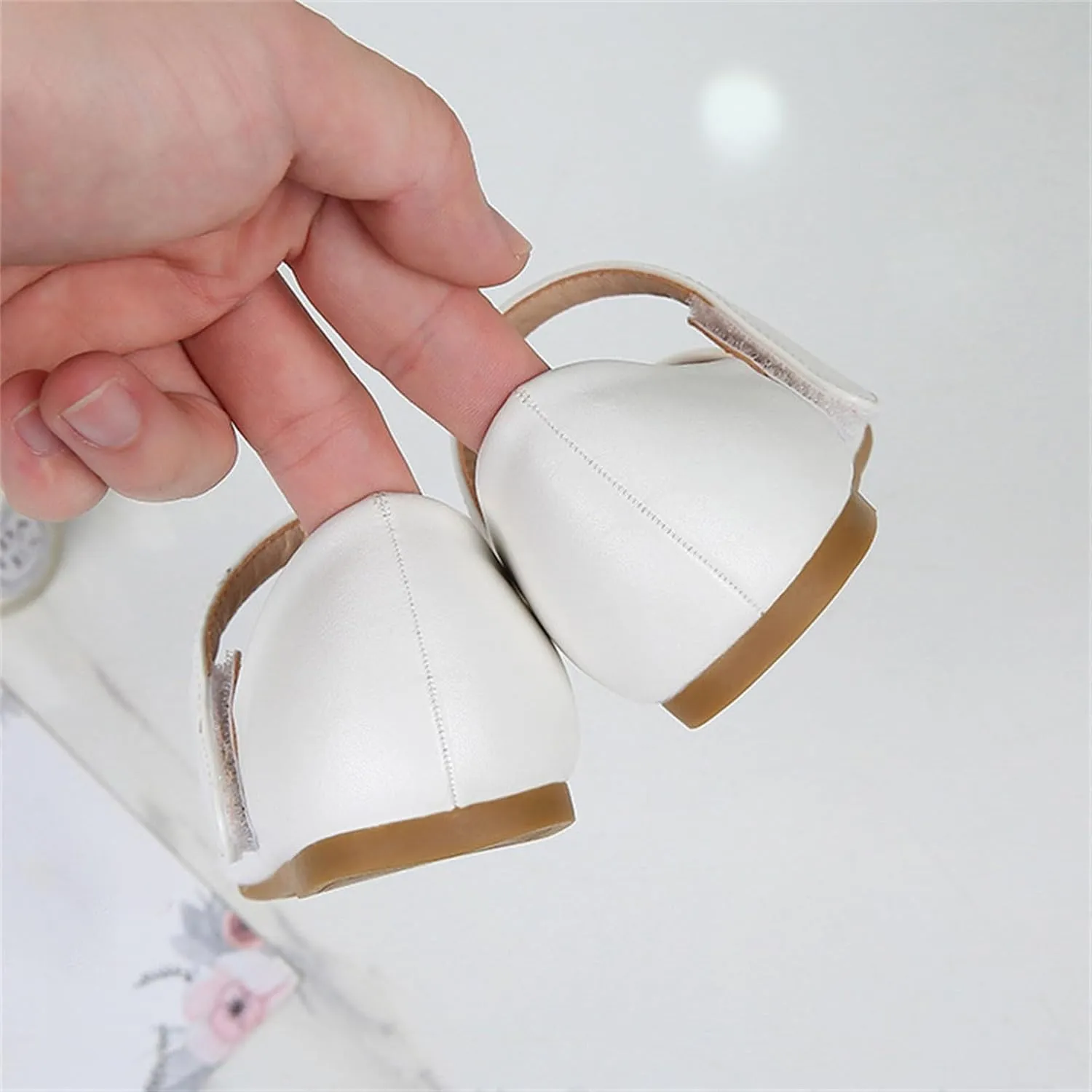 Girls Closed Toe Mary Jane Flat Big Kids School niform Dress Shoes Princess Low Heel Hook and Loop Formal Shoes
