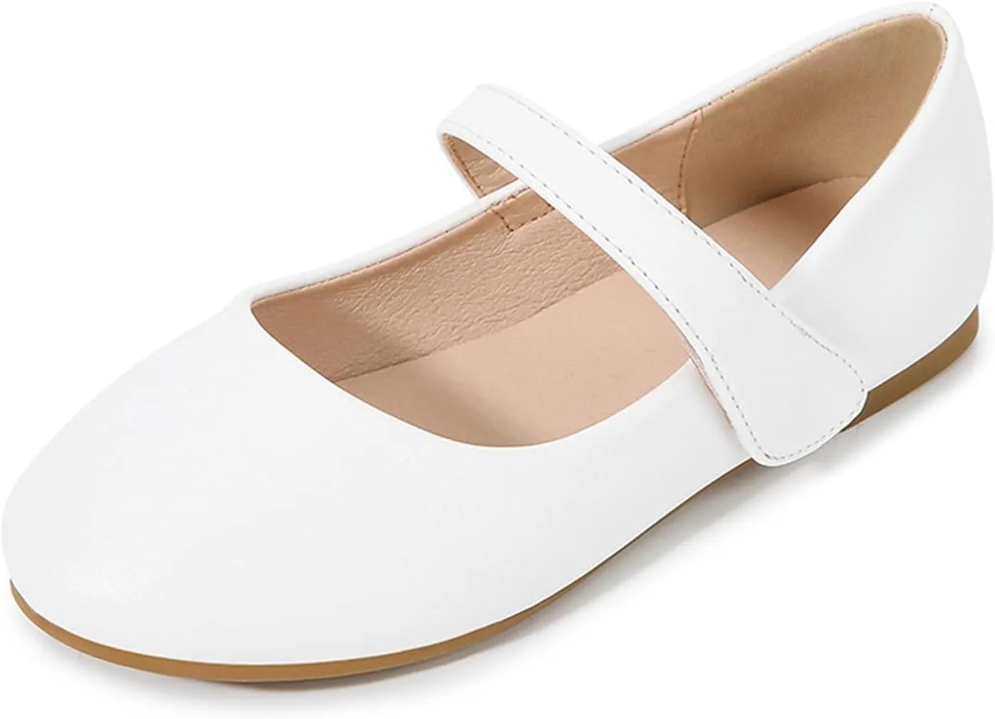 Girls Closed Toe Mary Jane Flat Big Kids School niform Dress Shoes Princess Low Heel Hook and Loop Formal Shoes
