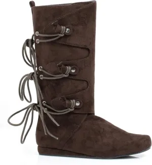 Girls Forest Brown Kids Flat Boots sz Large 2-3