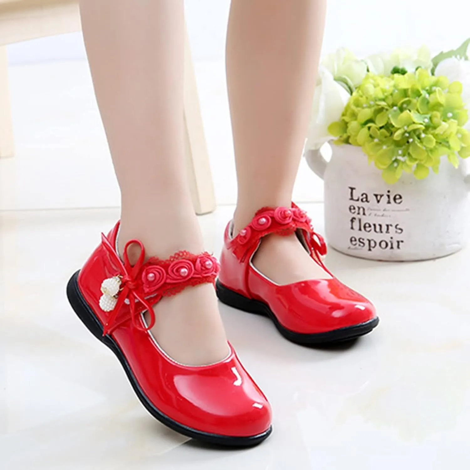 Girls Mary Jane Shoes School Kids Uniform Flat Ballet Strap Dress Formal Slip-On Shoes Performance Girl Church Shoes