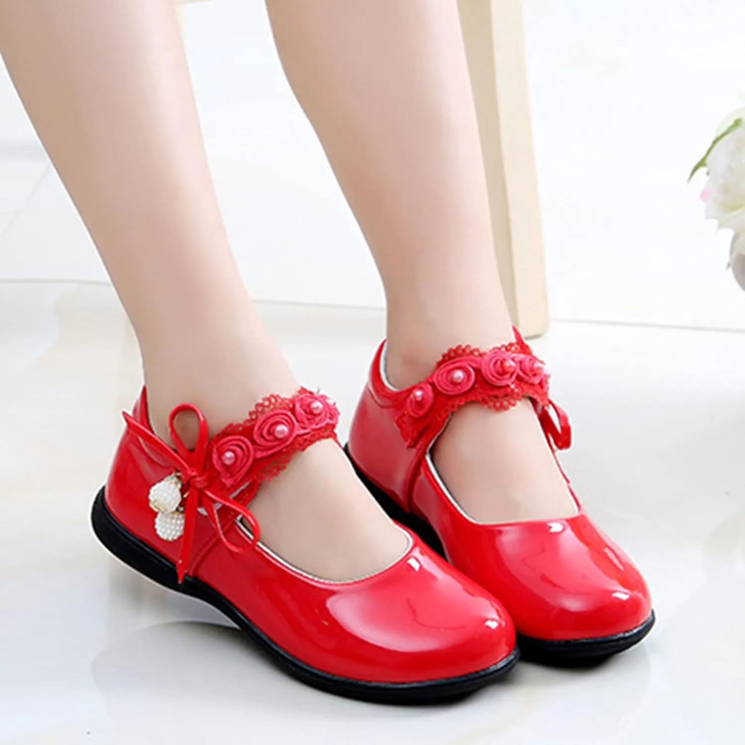 Girls Mary Jane Shoes School Kids Uniform Flat Ballet Strap Dress Formal Slip-On Shoes Performance Girl Church Shoes