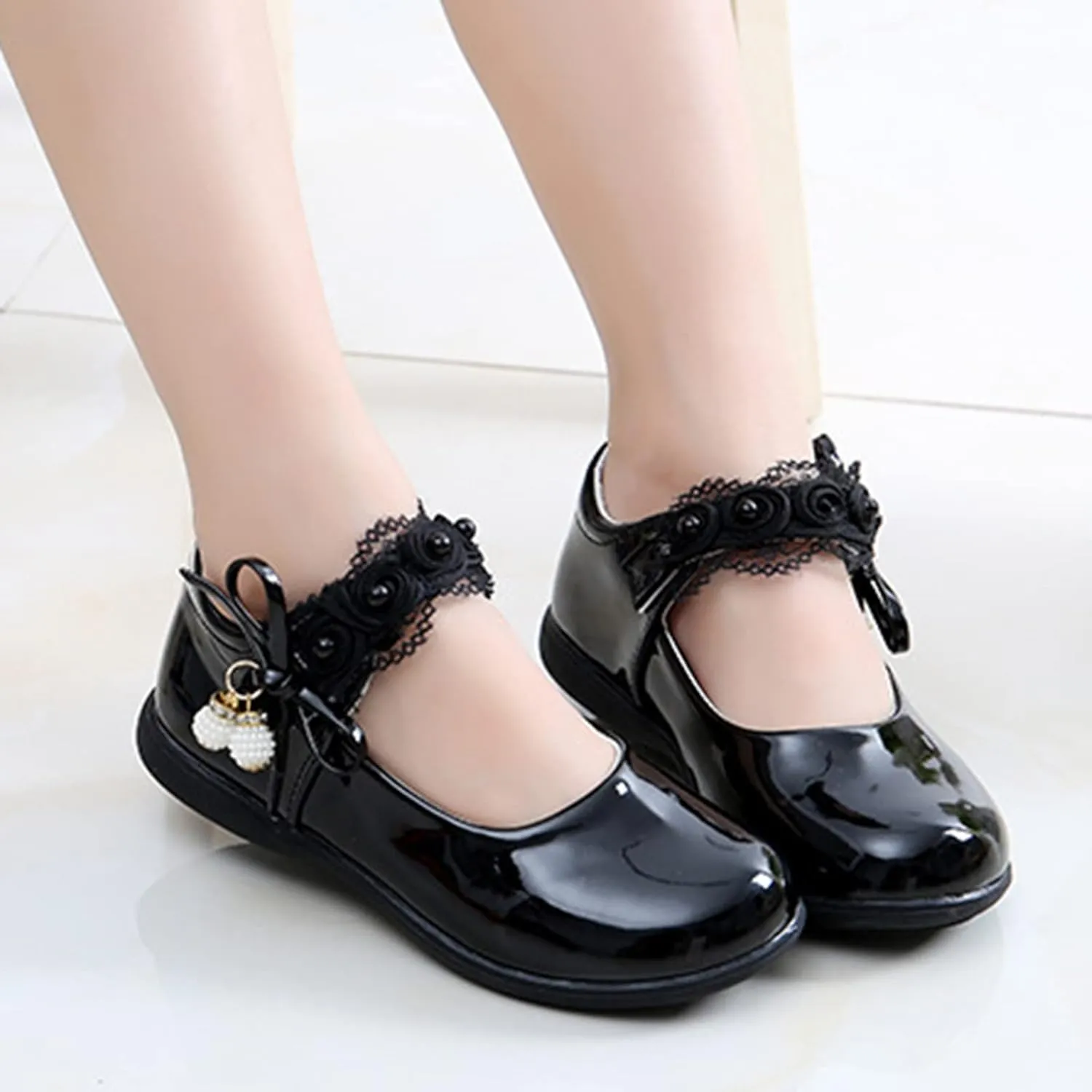 Girls Mary Jane Shoes School Kids Uniform Flat Ballet Strap Dress Formal Slip-On Shoes Performance Girl Church Shoes