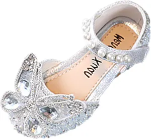 Girls Sandals, Open Toe Cute Butterfly Princess Girls Flat, Sparkly Summer Dress Shoes Sandals for Cheer Shoes Girls