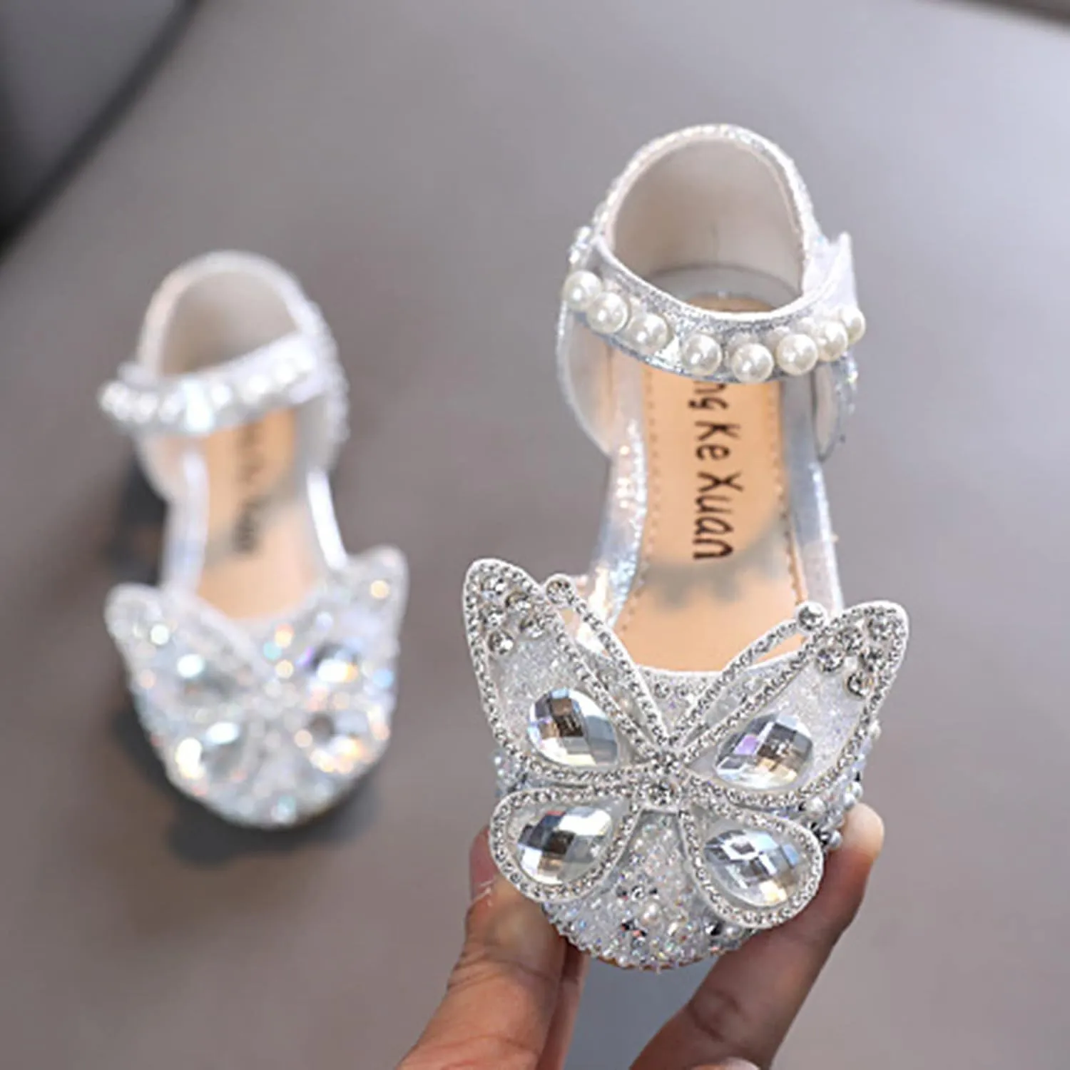 Girls Sandals, Open Toe Cute Butterfly Princess Girls Flat, Sparkly Summer Dress Shoes Sandals for Cheer Shoes Girls
