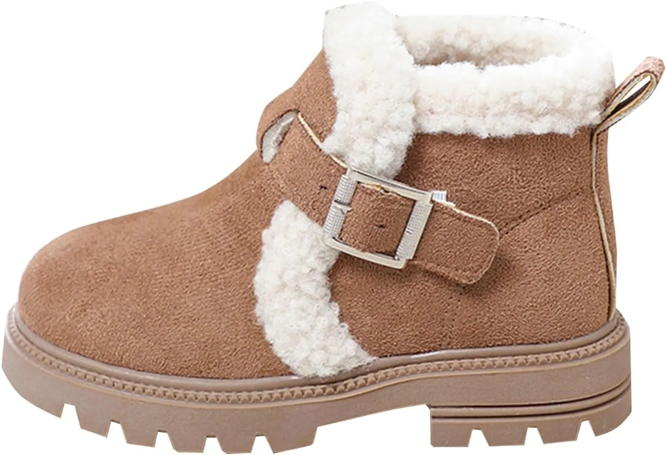 Girls Winter Boots Ankle Booties for Little Kids Suede Warm Fur Lining Comfortable Mini Cotton Platform Non Slip