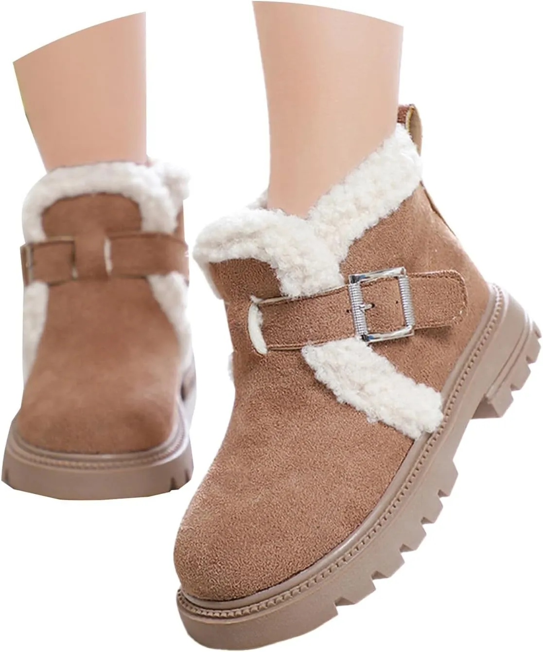Girls Winter Boots Ankle Booties for Little Kids Suede Warm Fur Lining Comfortable Mini Cotton Platform Non Slip
