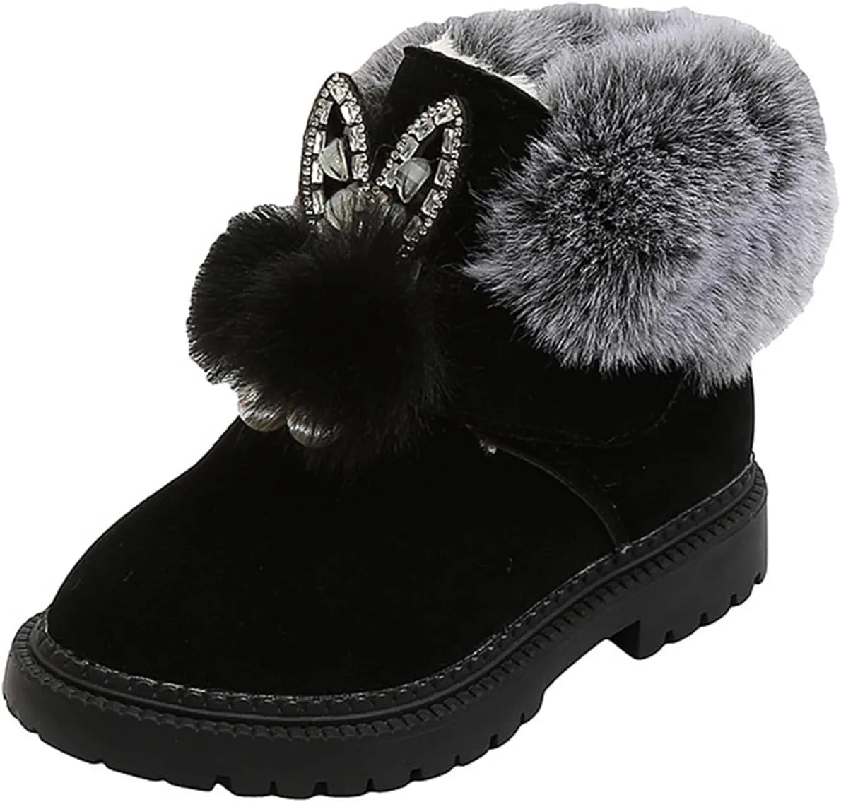 Girls Winter Boots Ankle Snow Boot Warm Suede Lightweight Warm Faux Fur Lined Mid-Calf Comfort Snow Boots for Kids