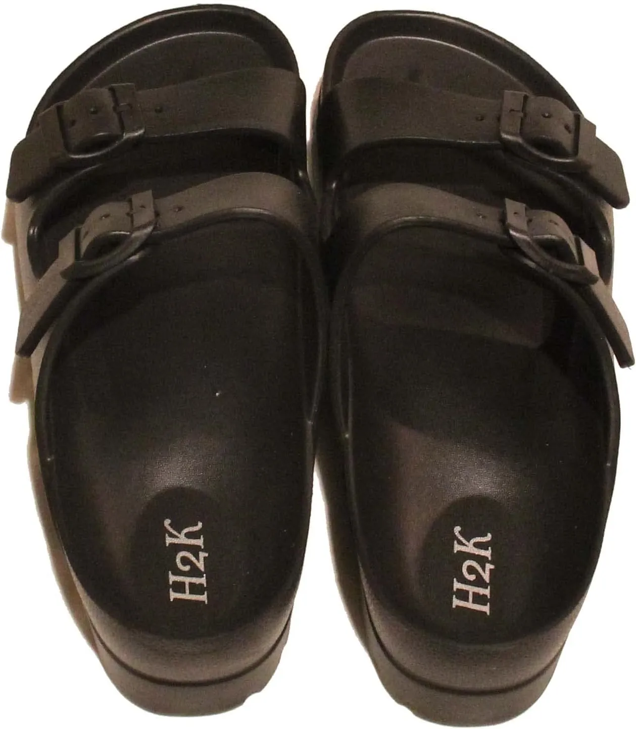 H2K Women's Lightweight Comfort Slides Adjustable Double Buckle Platform Sandals Buddy2