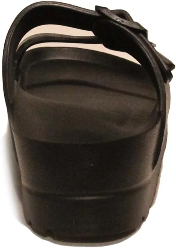 H2K Women's Lightweight Comfort Slides Adjustable Double Buckle Platform Sandals Buddy2