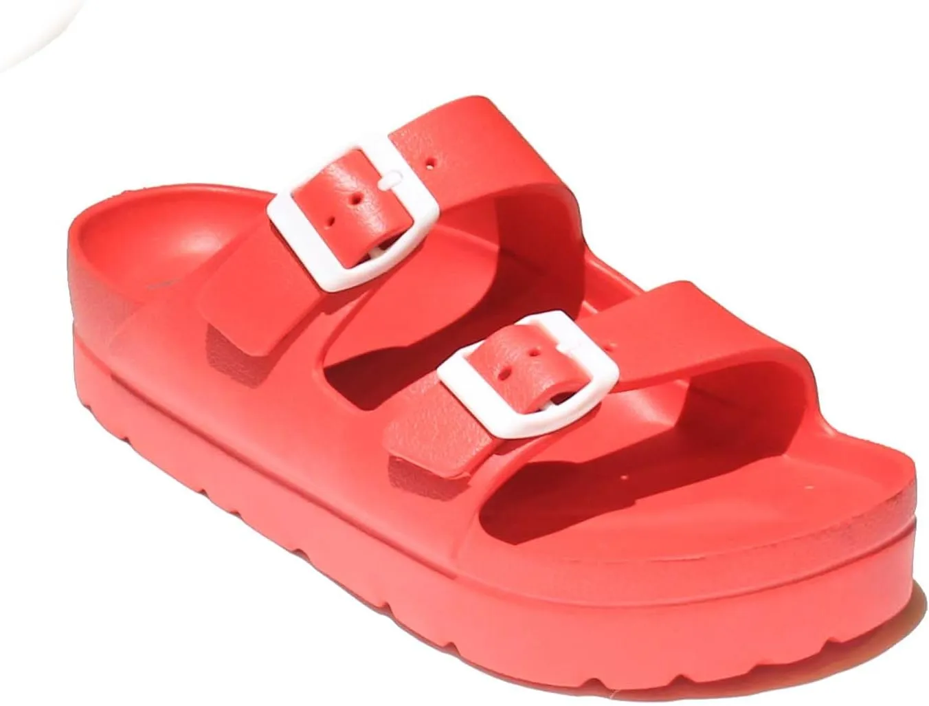 H2K Women's Lightweight Comfort Slides Adjustable Double Buckle Platform Sandals Buddy2
