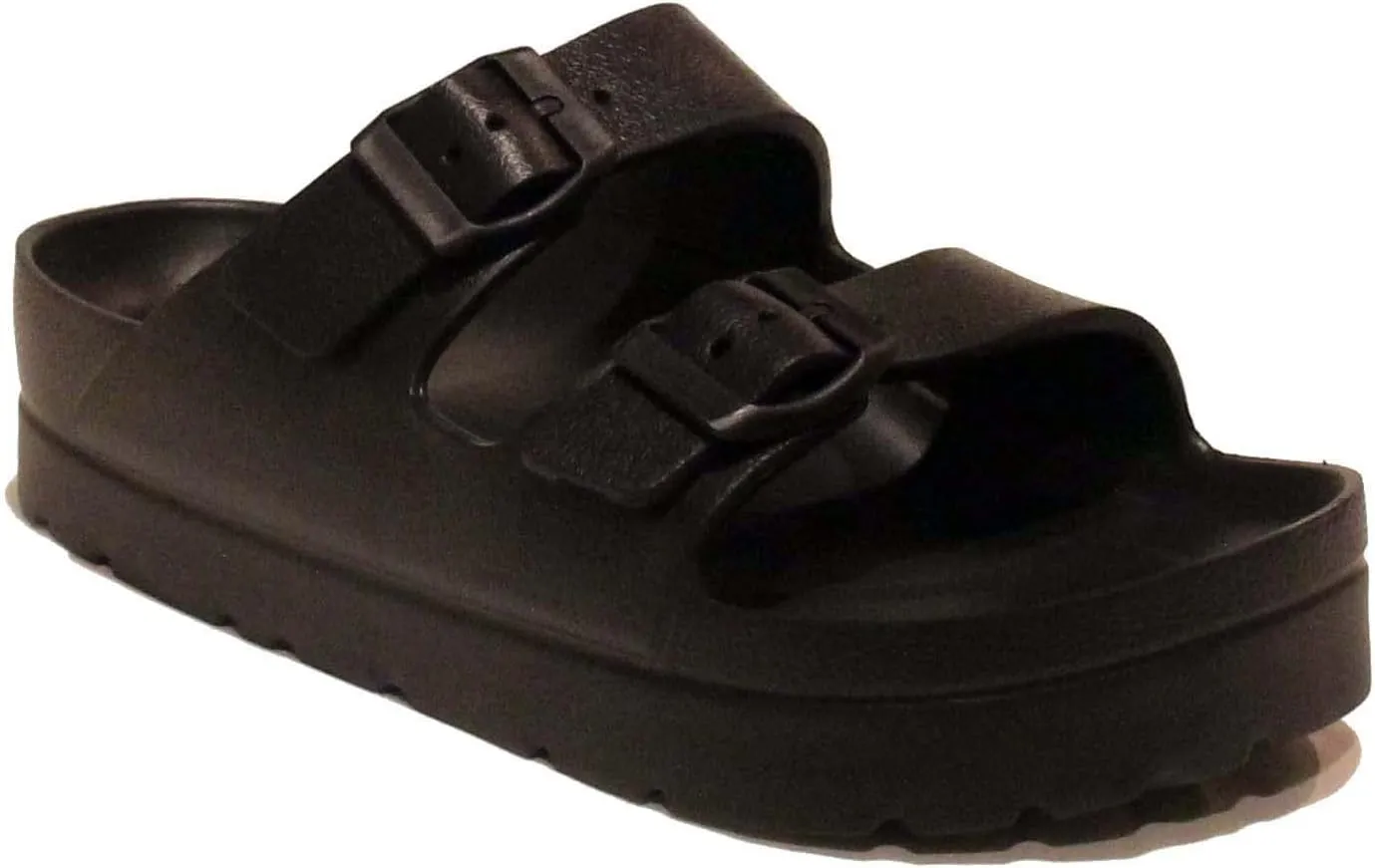 H2K Women's Lightweight Comfort Slides Adjustable Double Buckle Platform Sandals Buddy2