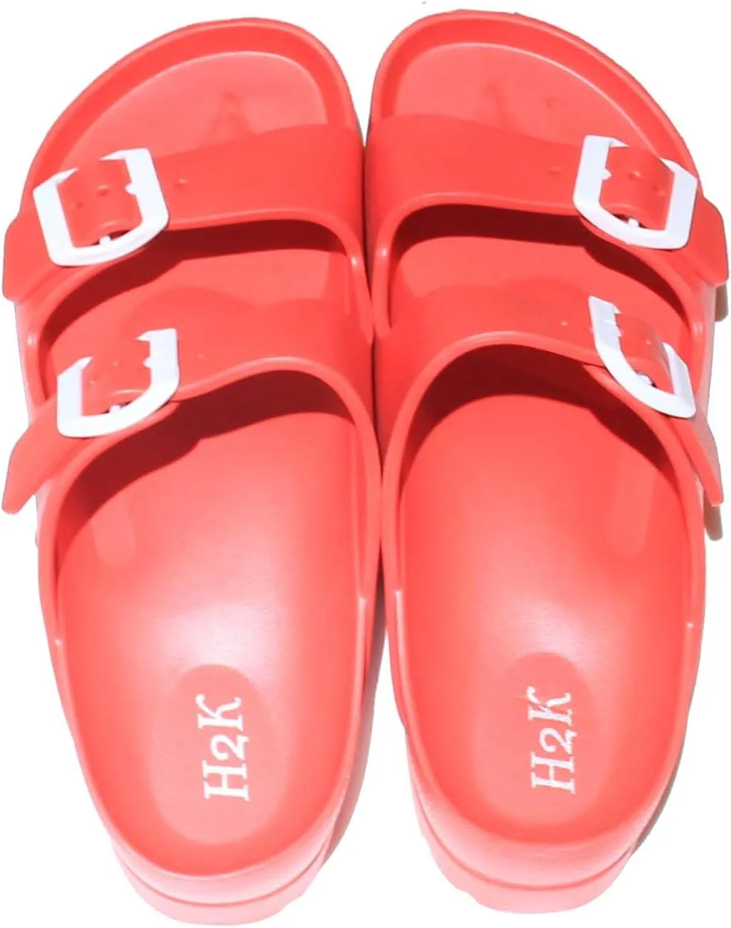 H2K Women's Lightweight Comfort Slides Adjustable Double Buckle Platform Sandals Buddy2