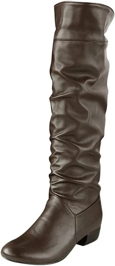 High Knee Riding Boots Heels Flat Winter Women's Thigh High Suede Boot