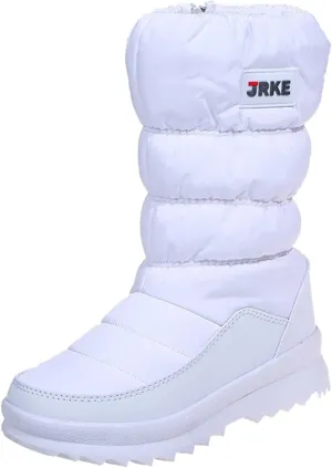 Hiking Boots Women Puffly Platform Snow Boots Plus Fleece Side Zipper Mid-Calf Cotton Non-Slip Booties