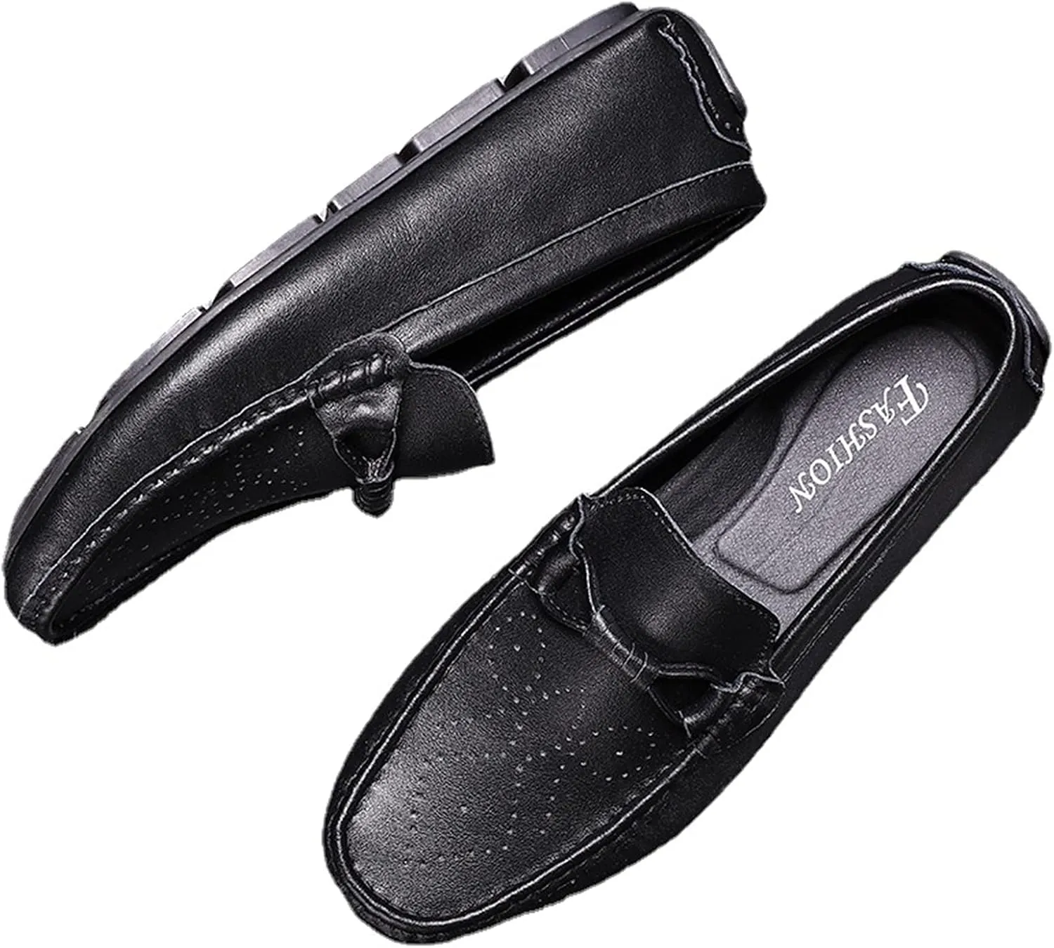 HOOENG Driving Moccasins Smoking Loafer for Men Rope Tie Brogue Round Toe Genuine Leather Breathable Resistant Soft Comfortable Driving Slip on