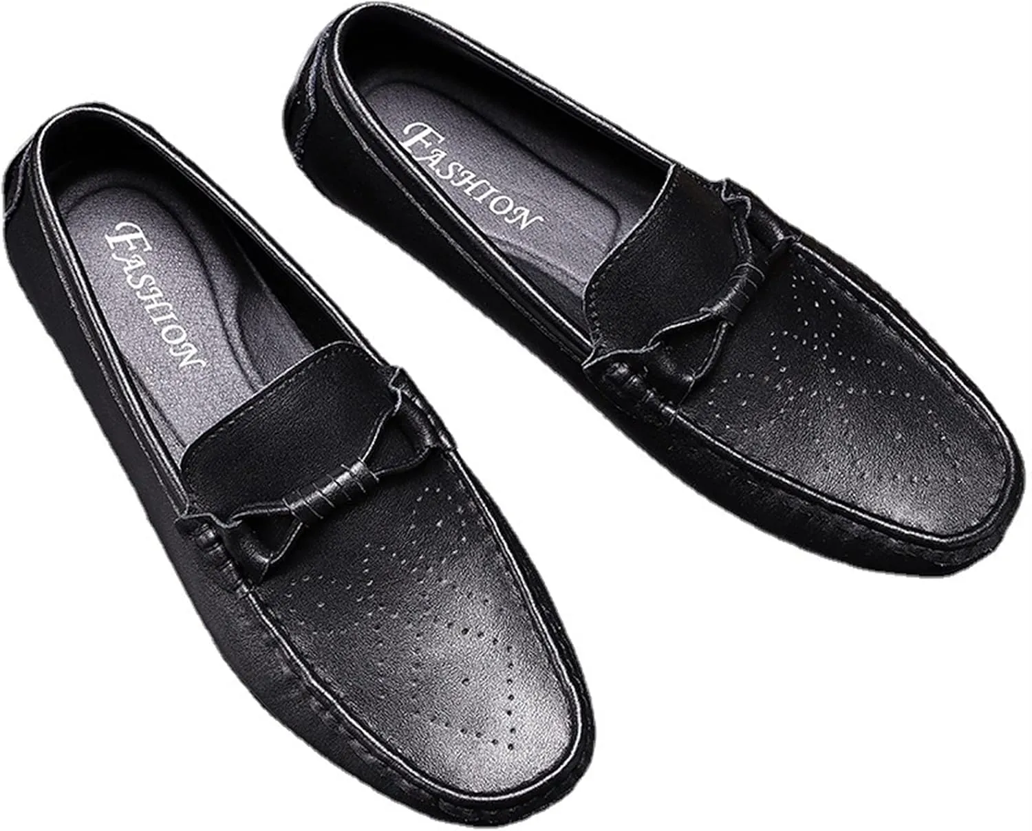 HOOENG Driving Moccasins Smoking Loafer for Men Rope Tie Brogue Round Toe Genuine Leather Breathable Resistant Soft Comfortable Driving Slip on