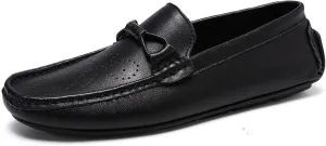 HOOENG Driving Moccasins Smoking Loafer for Men Rope Tie Brogue Round Toe Genuine Leather Breathable Resistant Soft Comfortable Driving Slip on