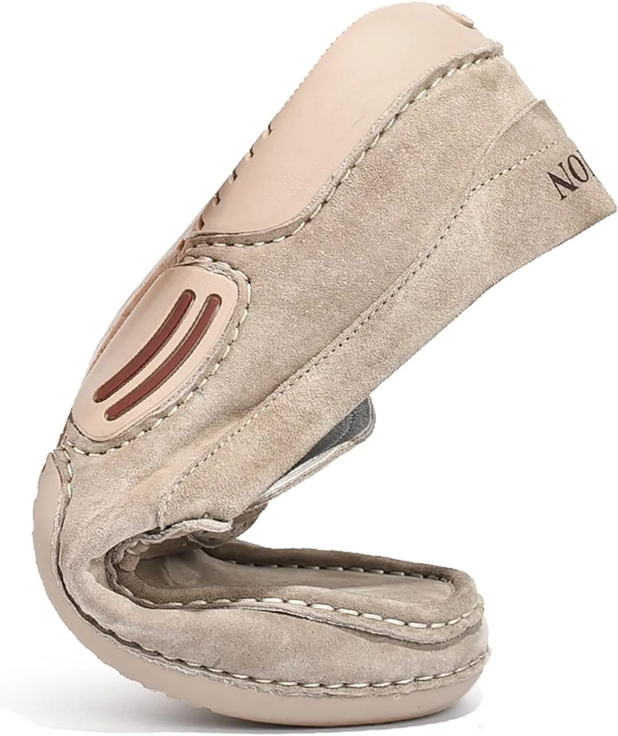 HOOENG Smoking Loafer Shoes for Men Genuine Leather Round Toe Stitching Details Breathable Flat Heel Soft Resistant Comfortable Driving Slip on