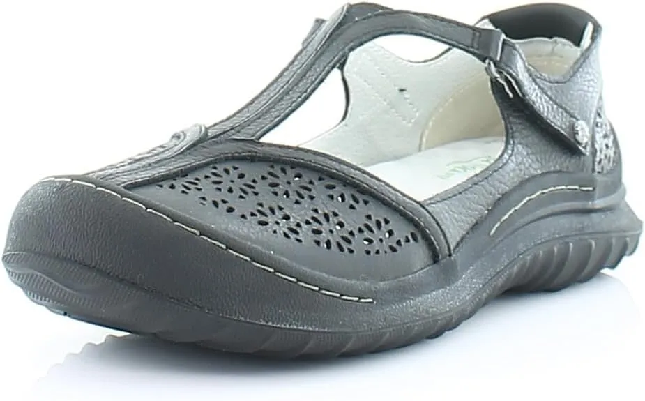 Jambu Womens Creek Cut Out T Strap Flats Casual - Brown