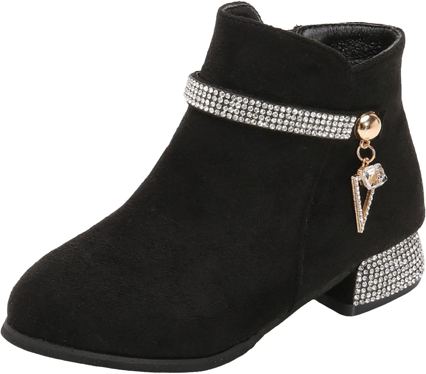 Kids Ankle Boots Short Suede Booties Fashion Anti-Slip Boots for Toddler/Little Kids Side Zipper Low Heels