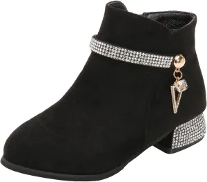Kids Ankle Boots Short Suede Booties Fashion Anti-Slip Boots for Toddler/Little Kids Side Zipper Low Heels